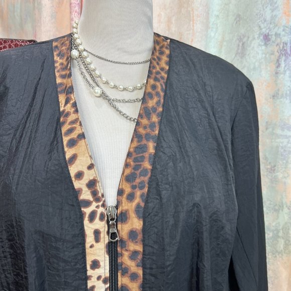 📌Jean Marc Philippe Marvelous Plus Size Two Way Zipper Animal Print Jacket - Picture 3 of 16